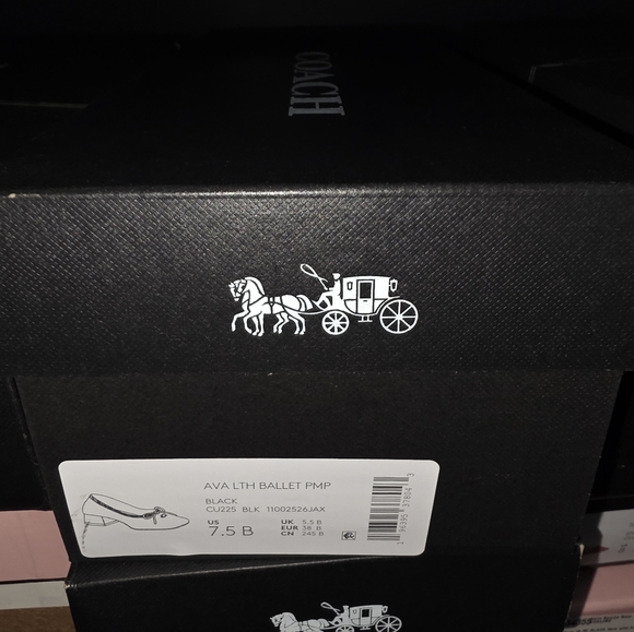 Coach Ava Ballet Pump Women Black Leather Slip on Walkable Block Heel - Picture 5 of 10